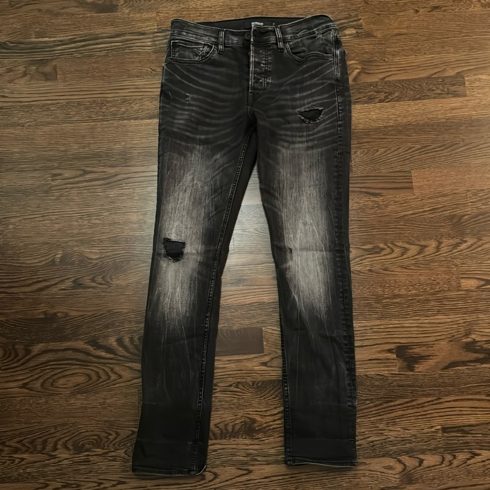 Men's Black Distressed Jeans Axl Skinny